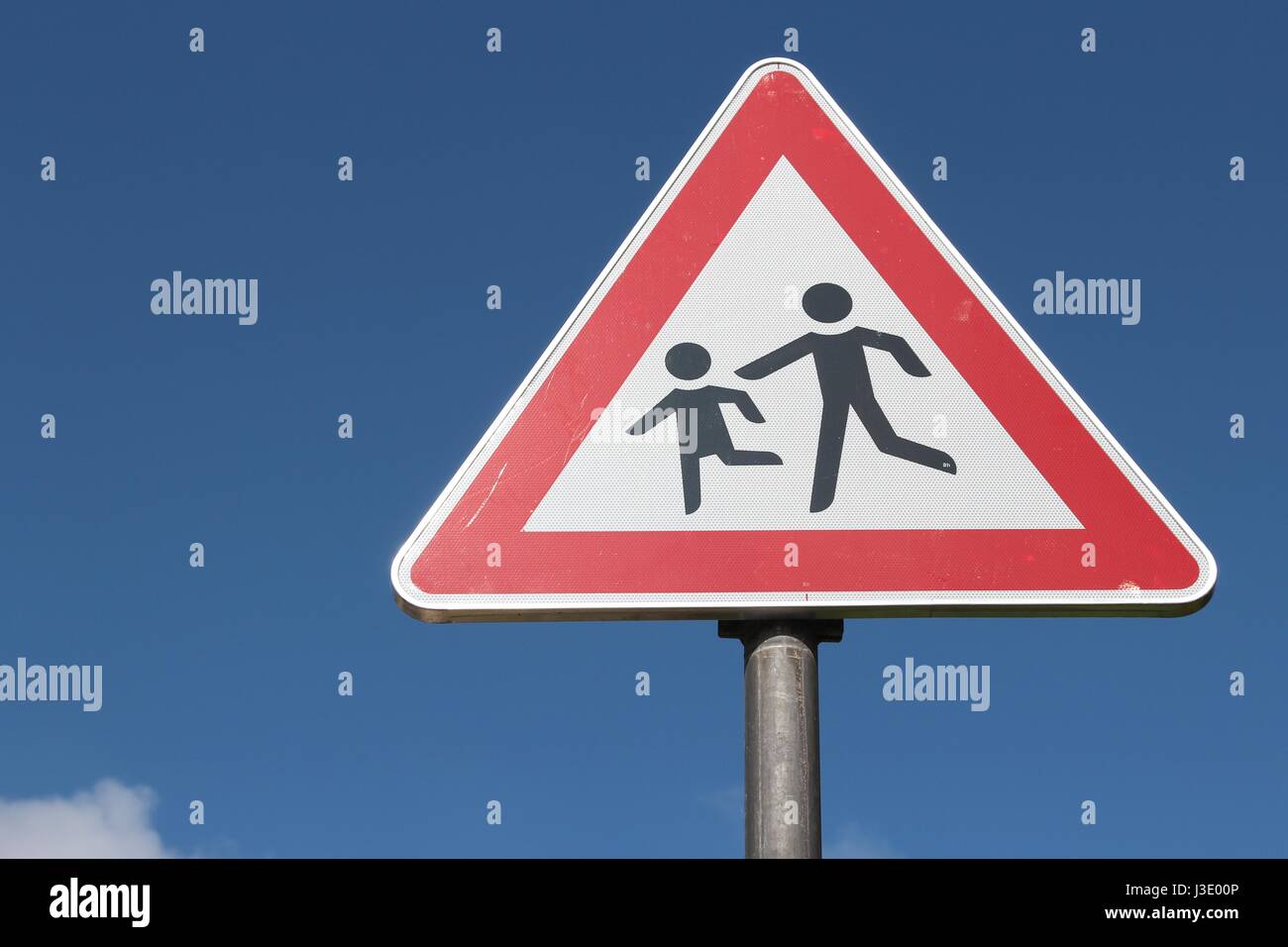 German road sign: children crossing Stock Photo