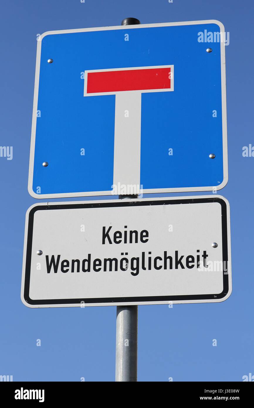 German road sign no through road Stock Photo Alamy