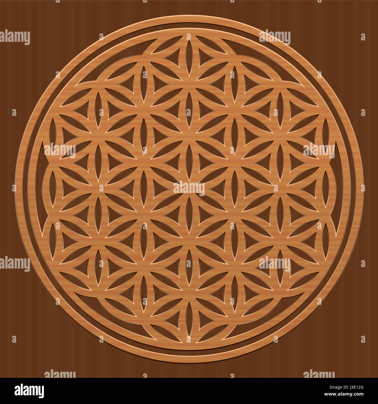 Wooden Flower of Life as a symbol for peaceful and healing nature or