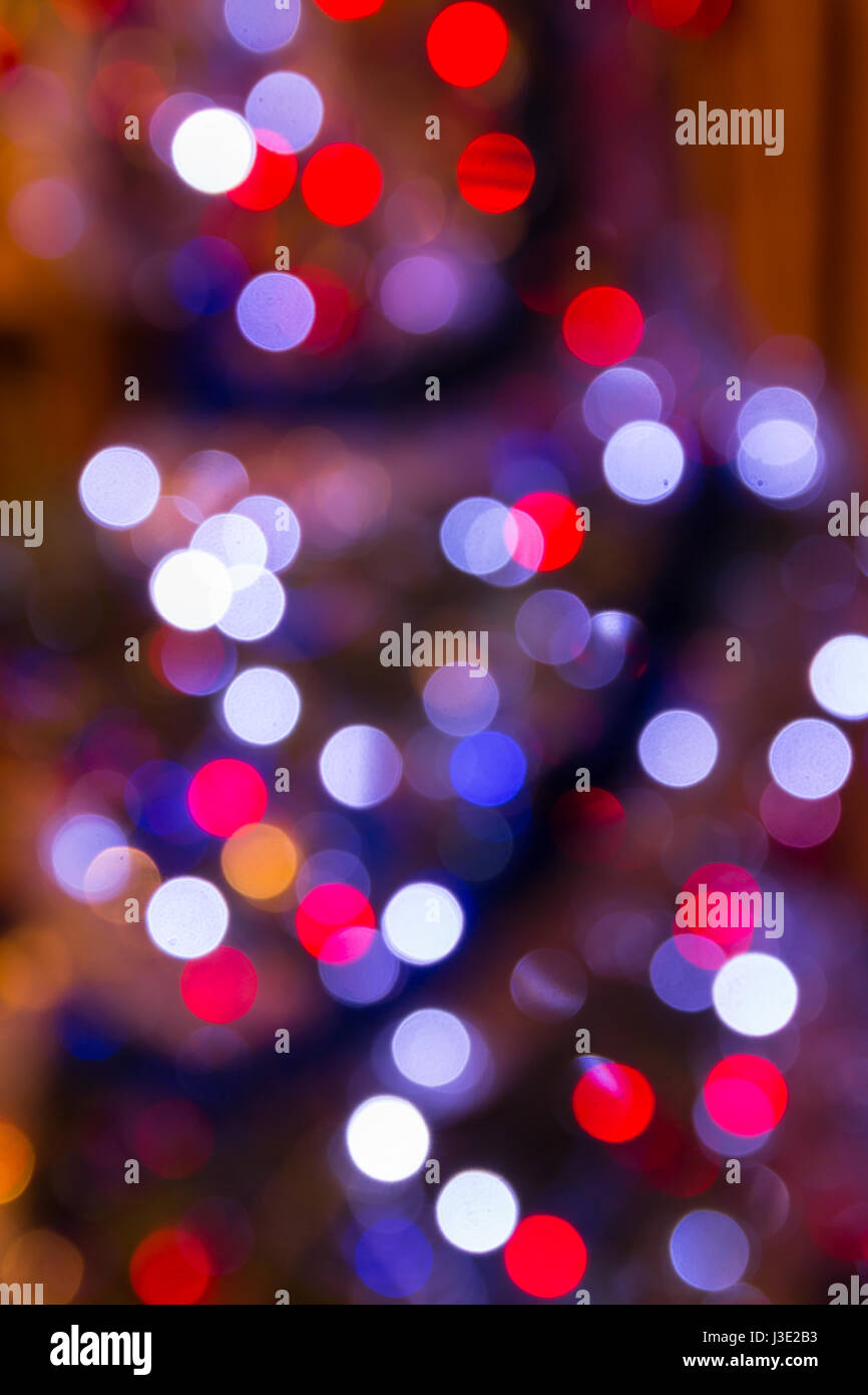 Blurred view of a lights on christmas tree Stock Photo
