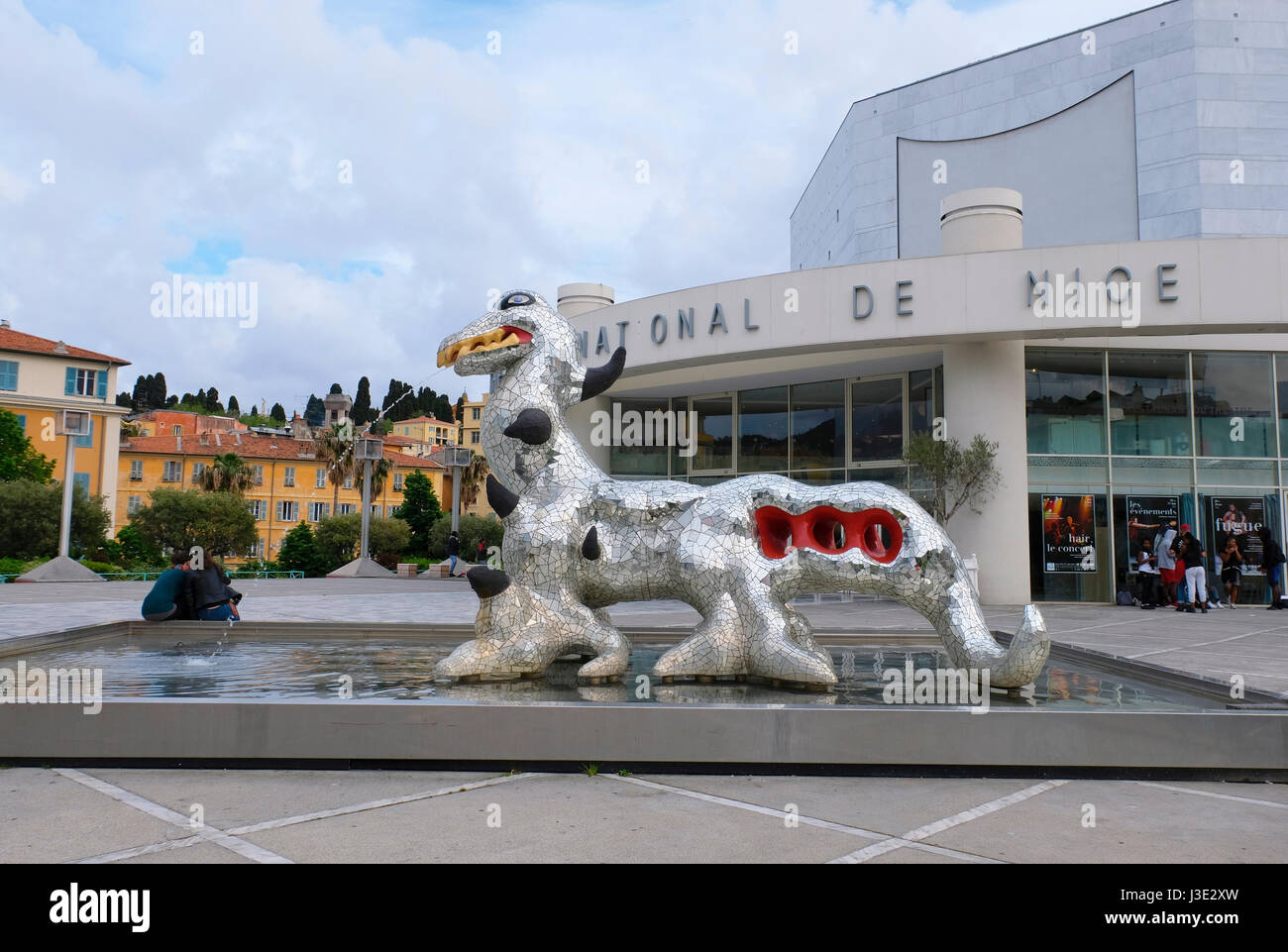 Nice, Provence-Alpes-Côte d'Azur, France. The Loch Ness Monster by Niki de Saint-Phalleon exhibit at the Musée d’art moderne et d’art contemporain, or Stock Photo