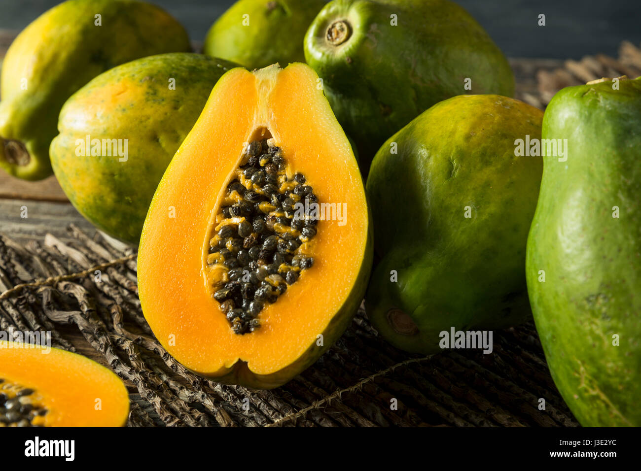 Raw Organic Green Hawaiian Papaya Ready to Eat Stock Photo Alamy