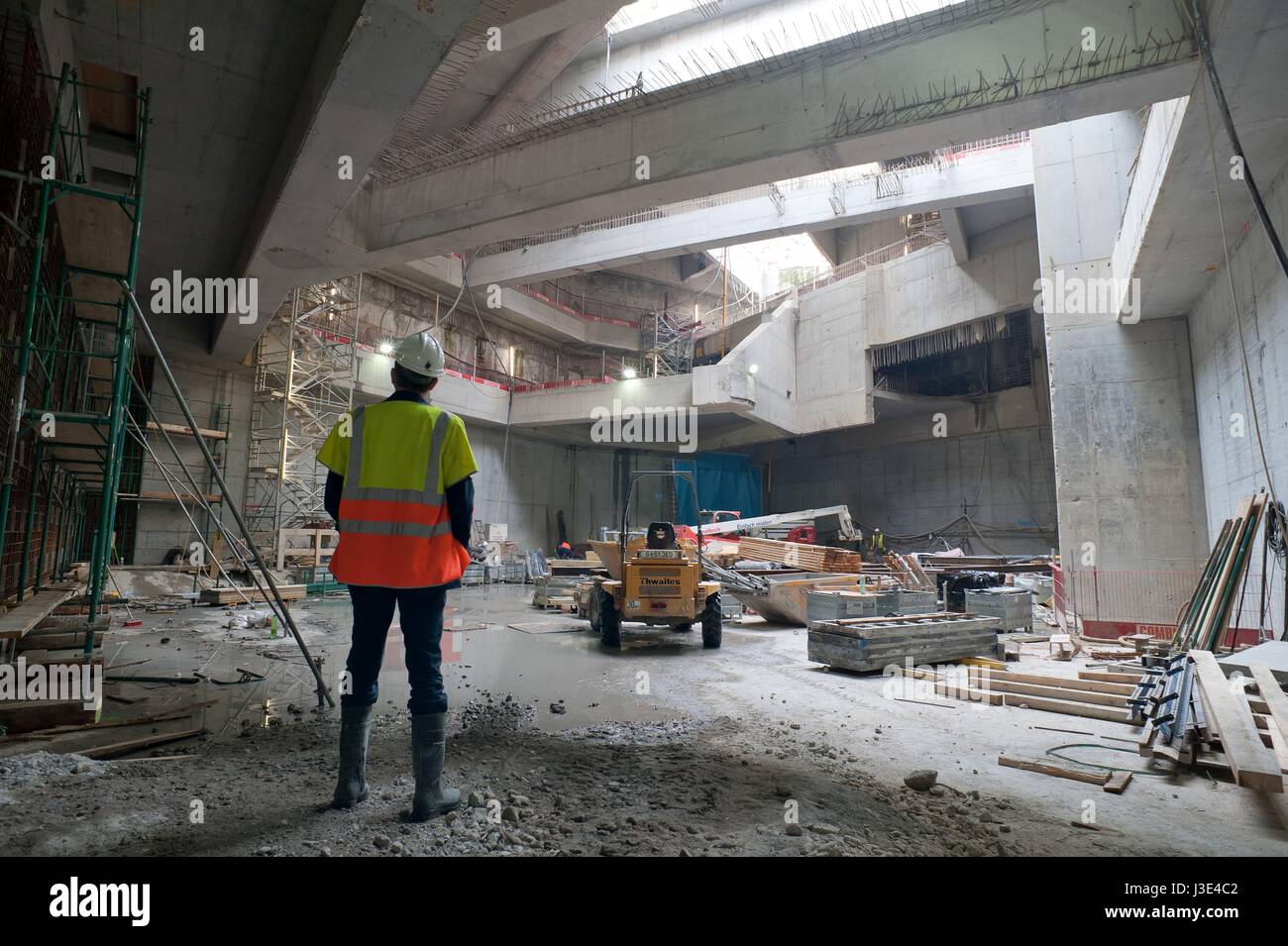 Wien, U-Bahn, Verlängerung der Linie U1 Richtung Oberlaa, Baulos U1/10 Troststraße, Stationsschacht Klausendorfer Straße Stock Photo