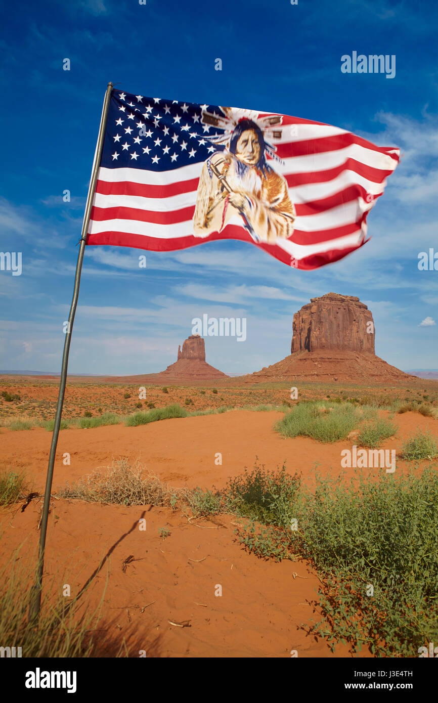 Navajo flag in the Monument Valley, Arizona, United States Stock Photo