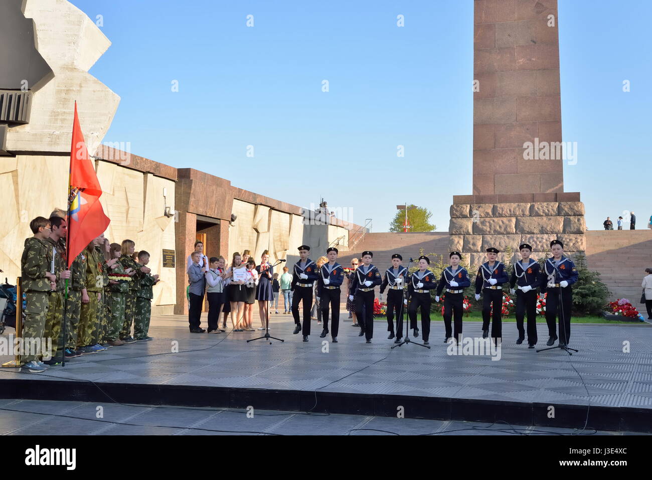 ST.PETERSBURG, RUSSIA - MAY 09, 2016:  Concert of the children choir at the monument to the 900 days of blockade during the celebration of victory Day Stock Photo