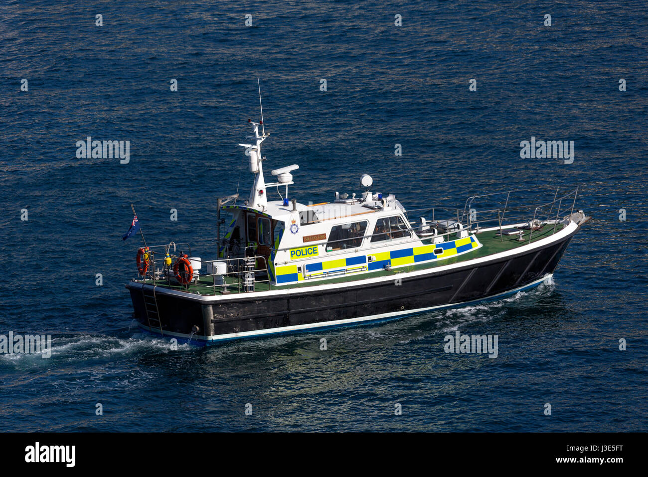 Police patrol boat in the harbour Gibraltar Stock Photo