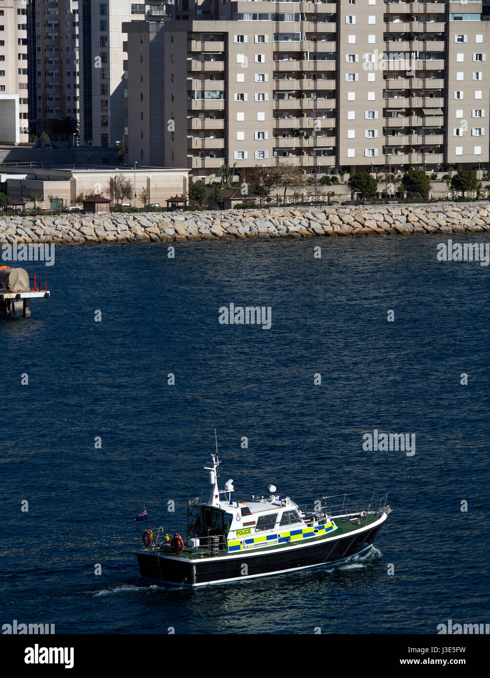 Police patrol boat in the harbour Gibraltar Stock Photo