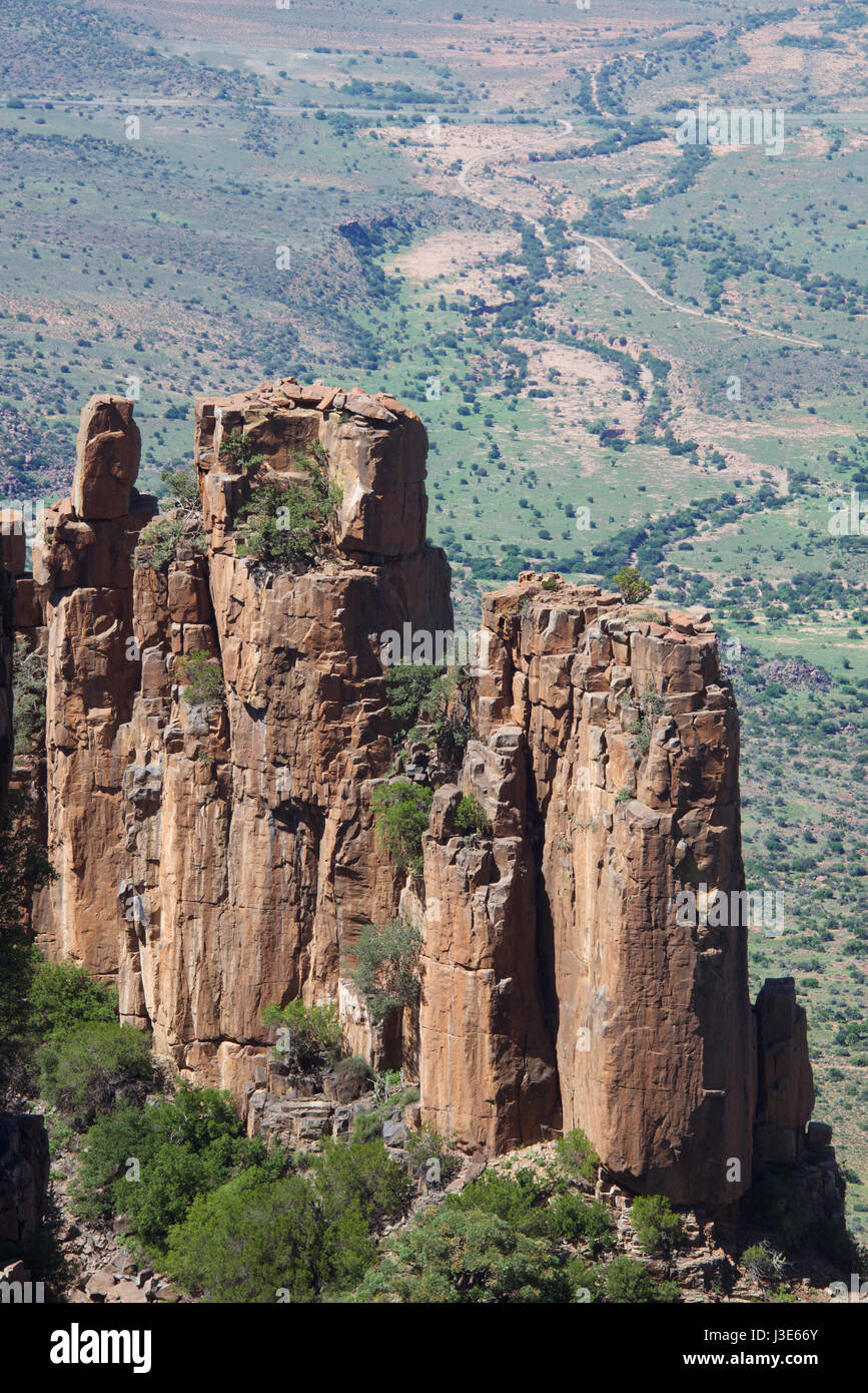 Dolerite columns Valley of Desolation Graaff Reinet Eastern Cape South Africa Stock Photo