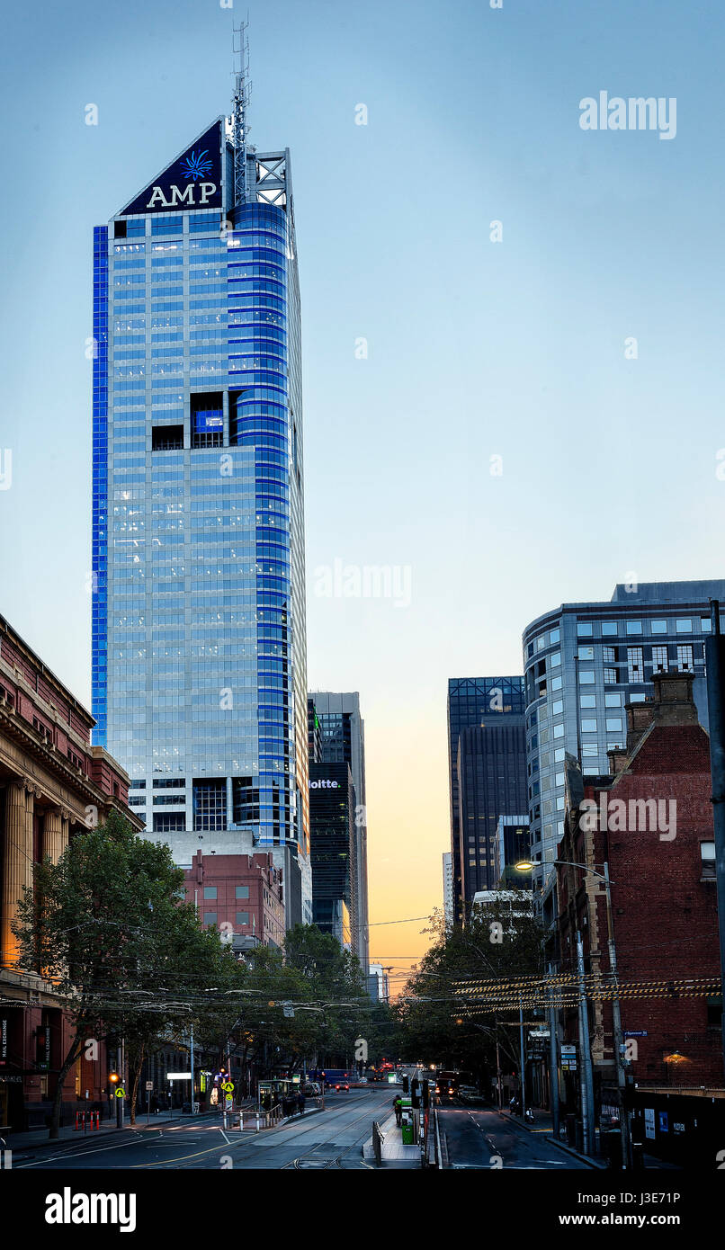 View down Bourke Street Melbourne from Southern Cross Station