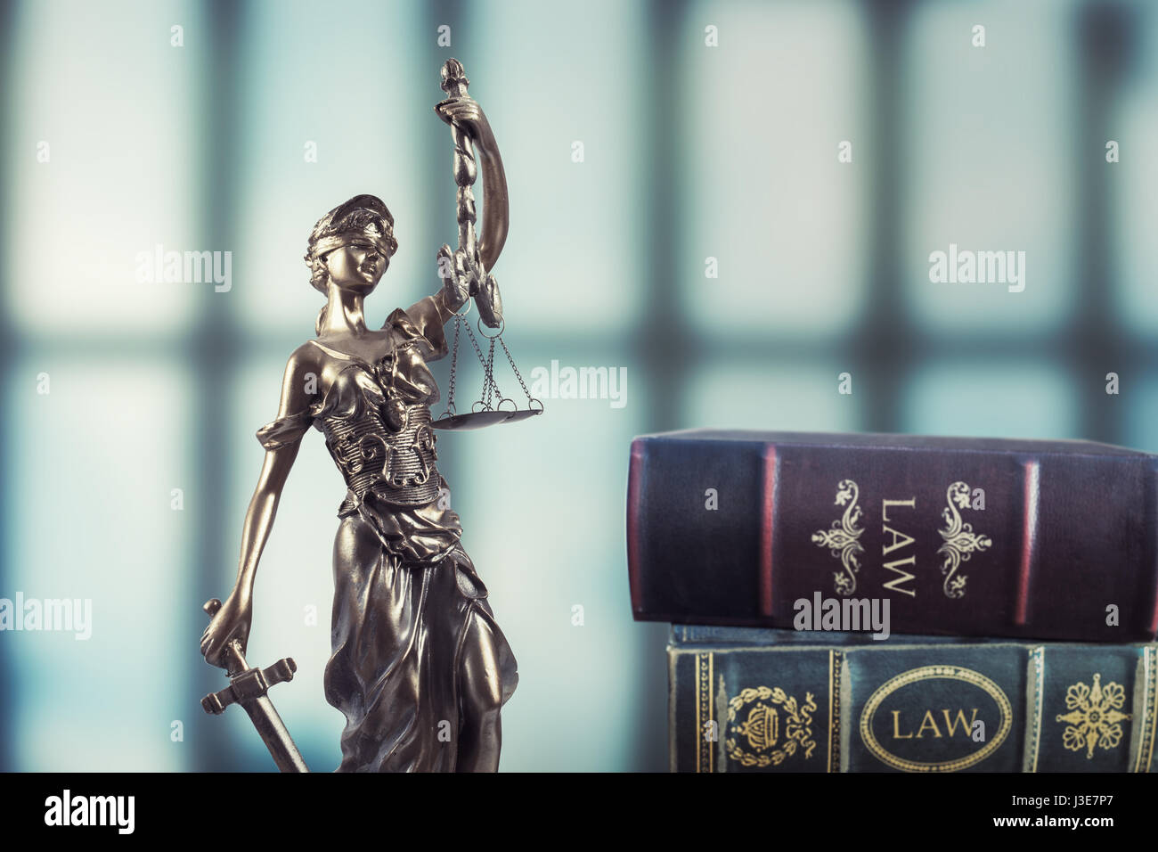 Statue of justice on Bokeh background Stock Photo