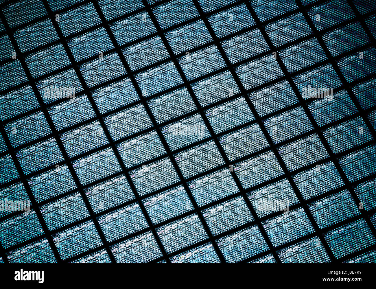 Detail of Silicon Wafer Containing Microchips Stock Photo