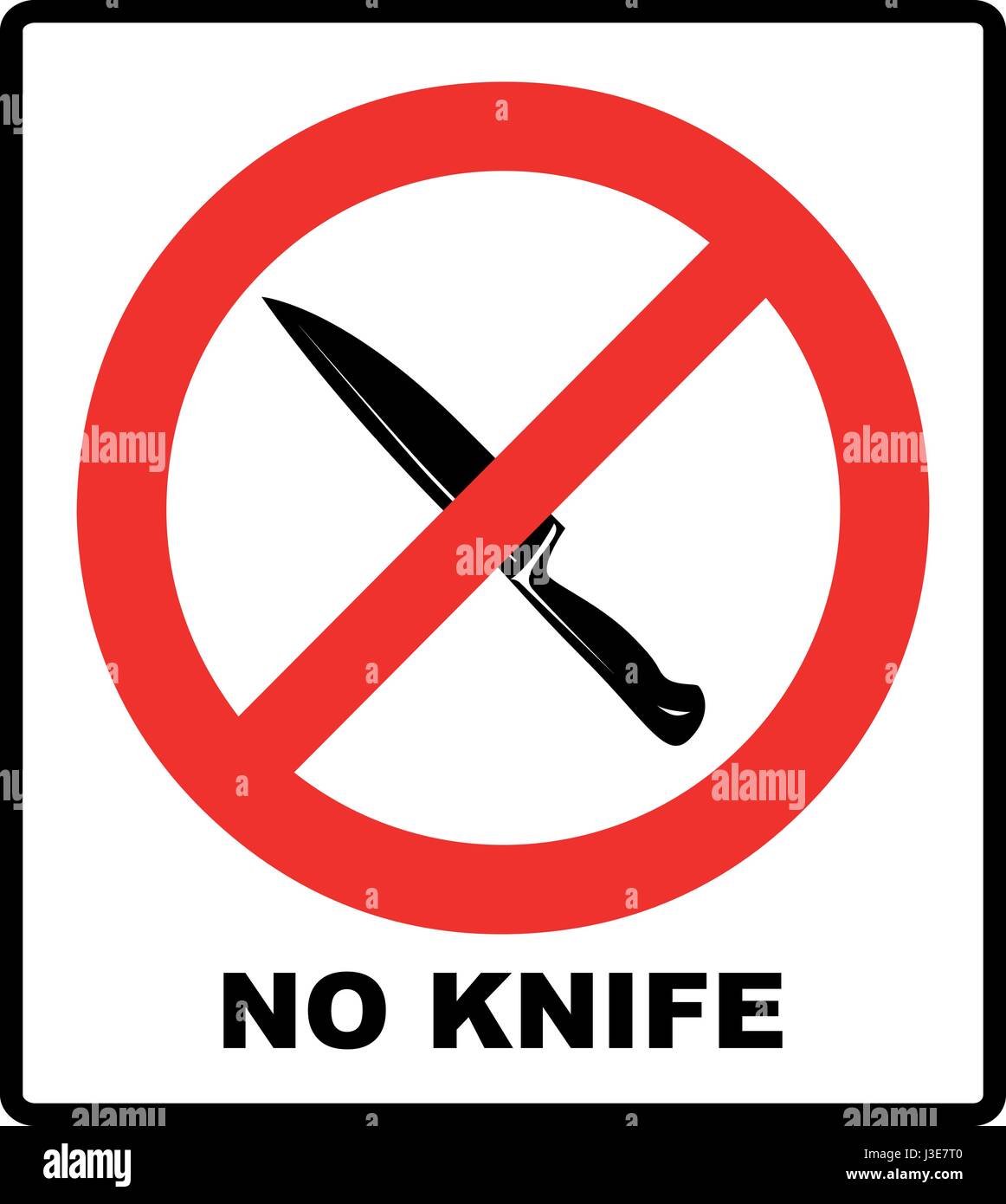 No knife no weapon prohibition sign sign on white background.vector illustration Stock Vector