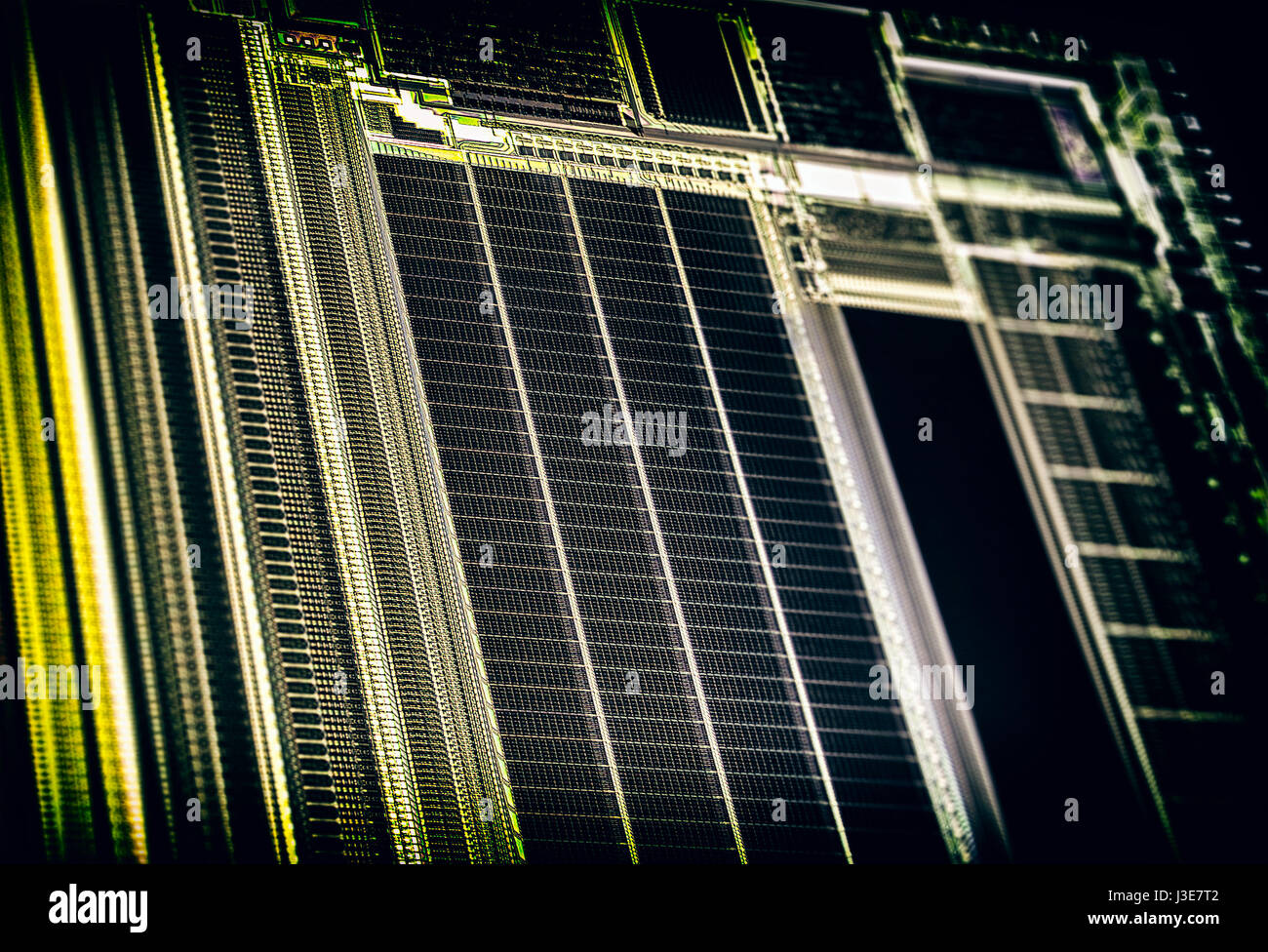 Detail of Silicon Wafer Containing Microchips Stock Photo