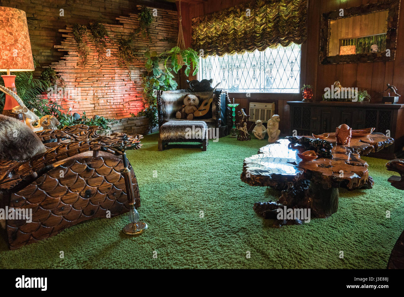 The Jungle Room at Elvis Presley's house Graceland in Memphis, Tennessee Stock Photo