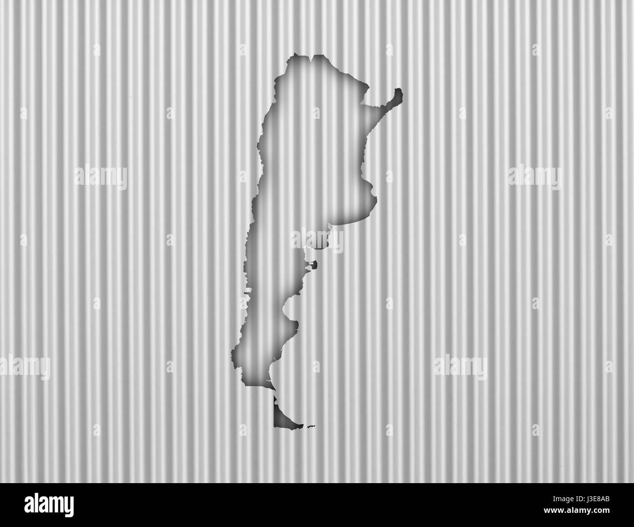 Map of Argentina on corrugated iron Stock Photo