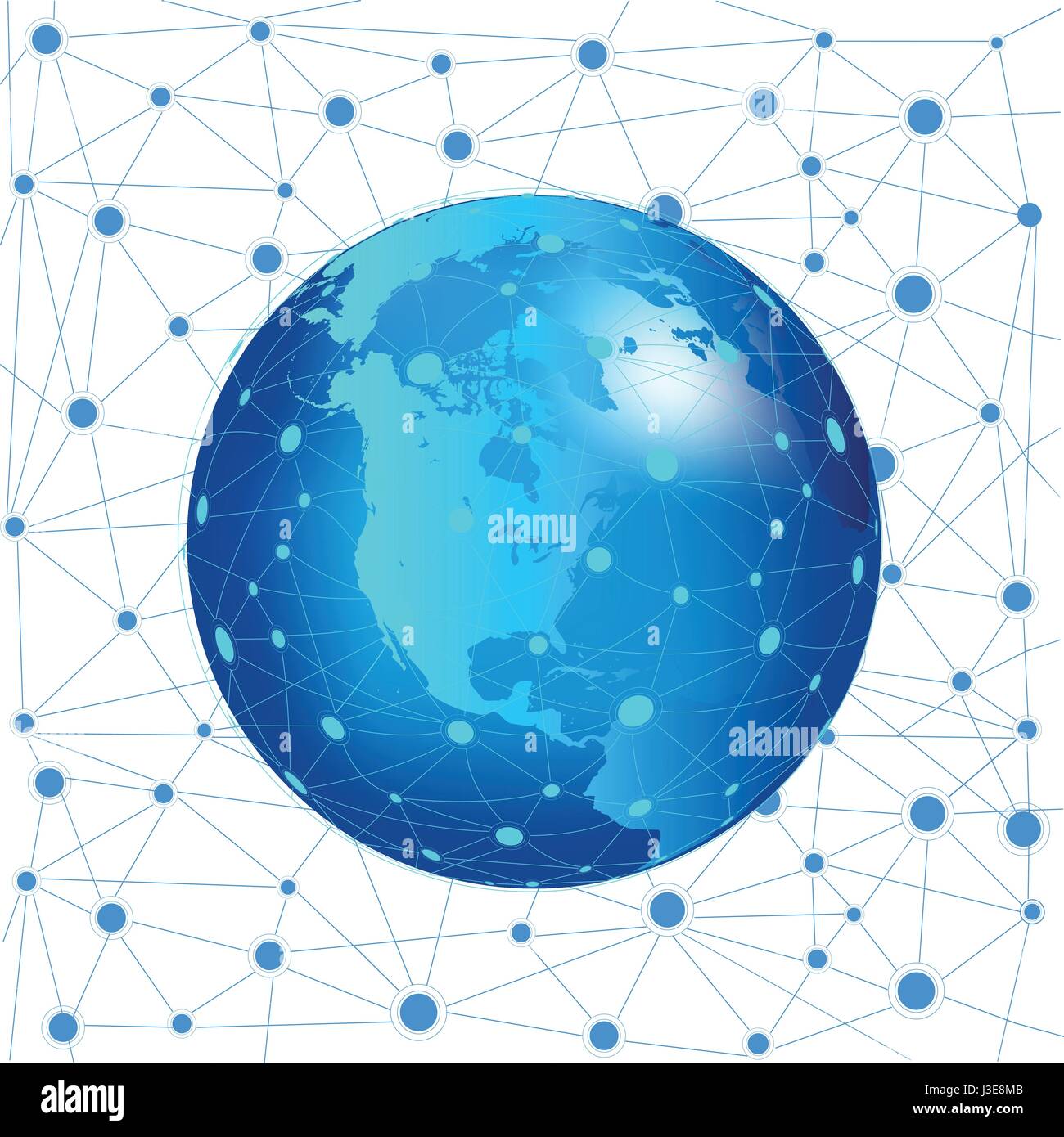 Internet technology Global network connection.Digital Network and data exchange. Stock Vector