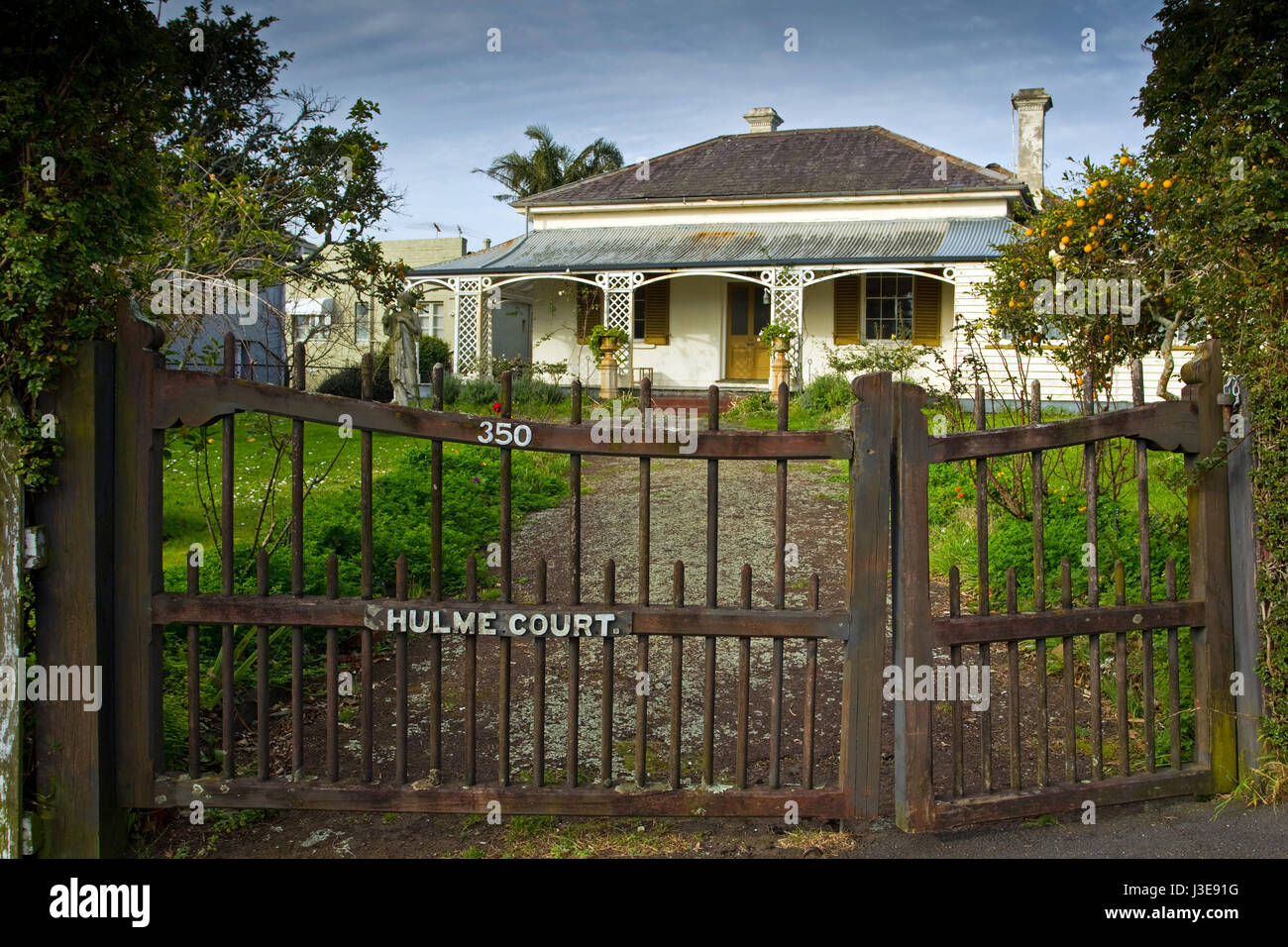 Hulme Court, built in 1843, Auckland's oldest home still standing on its original site at 350 Parnell Road, Auckland, New Zealand, Stock Photo