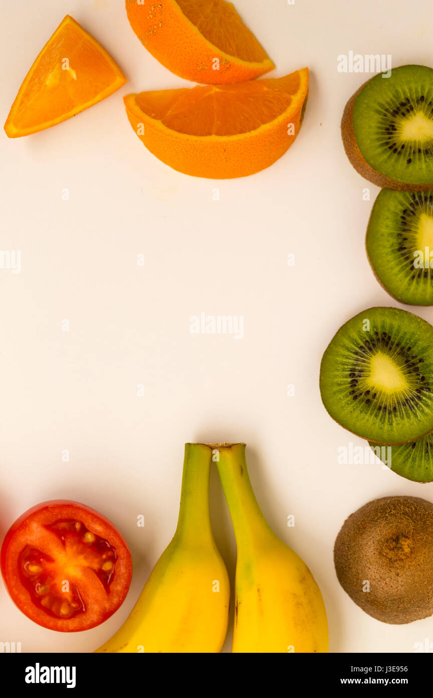 Fruits with vitamin C white background isolated Stock Photo