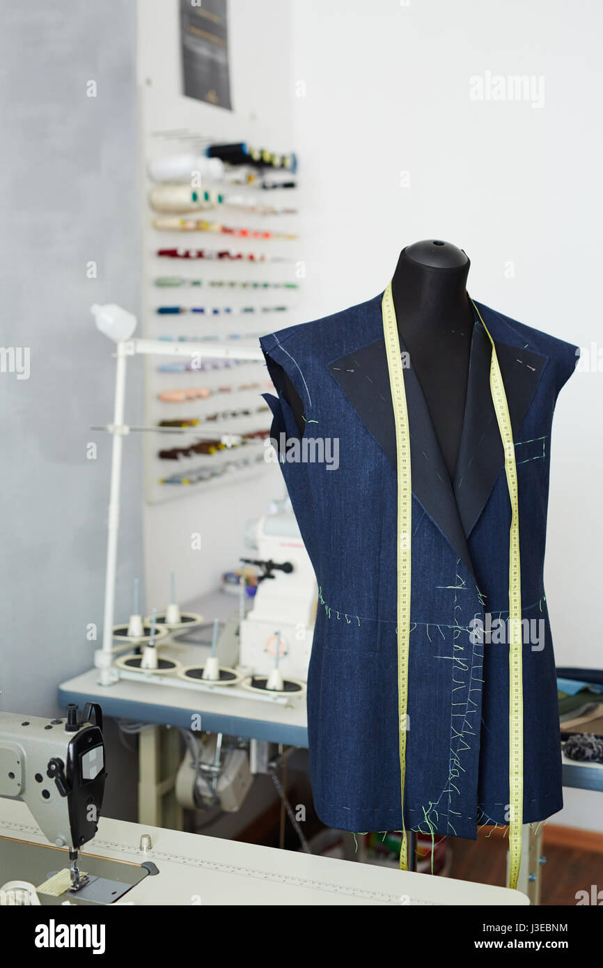 Unfinished Jacket on mannequin in Tailoring Studio Stock Photo