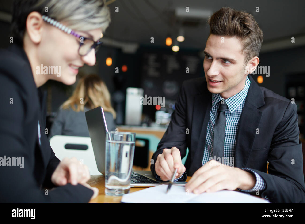 Discussing working plan Stock Photo