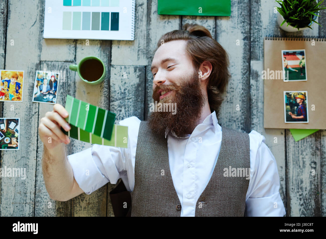 Man with swatches Stock Photo