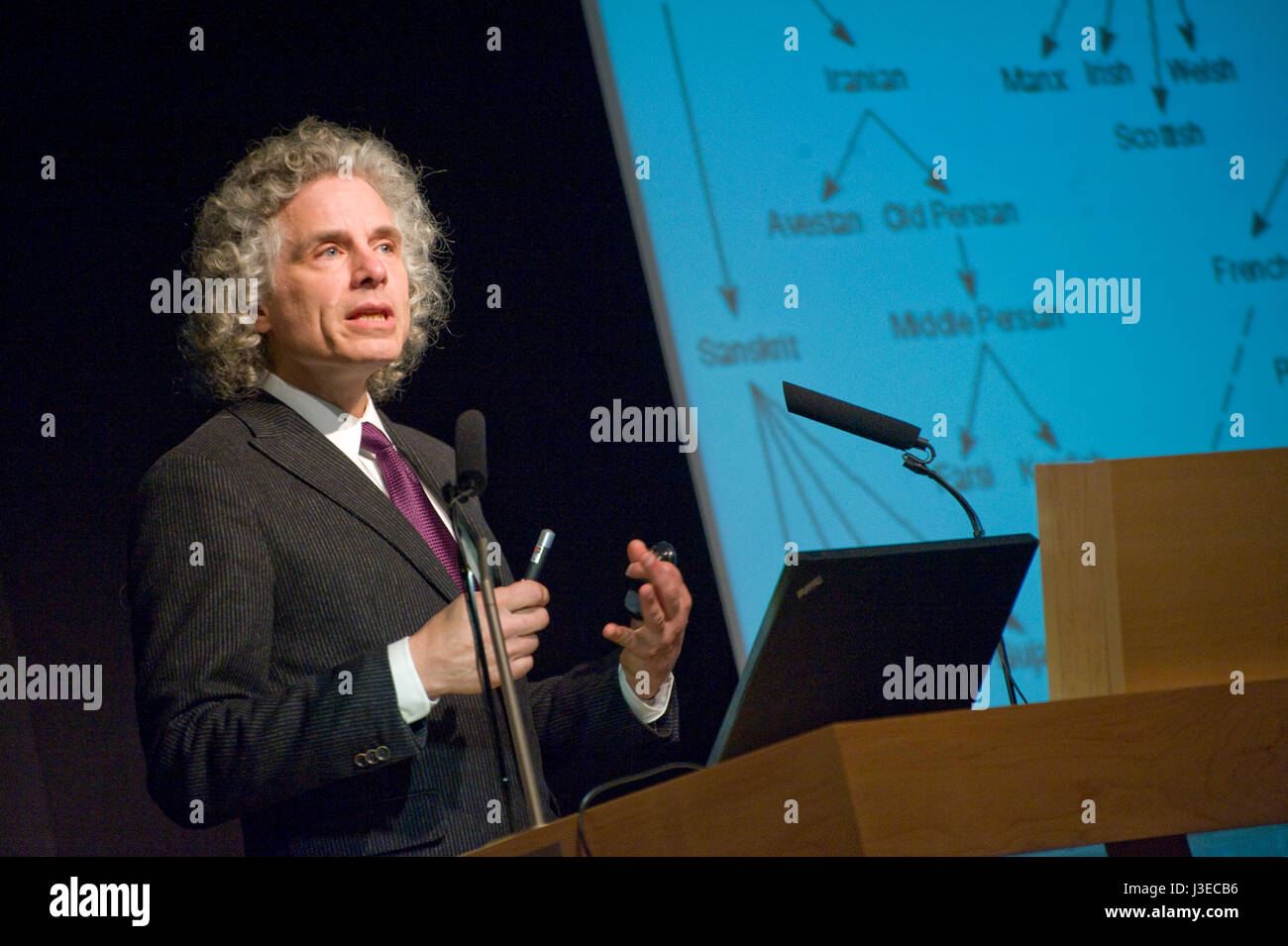 Professor Steven Pinker, world renowned linguist and writer on language . Pictured at  ' How the minds of English speakers shaped the English language' lecture at the British Library Stock Photo