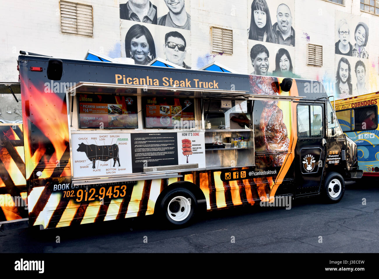 Food truck on First Friday,   downtown Las Vegas, Nevada Stock Photo