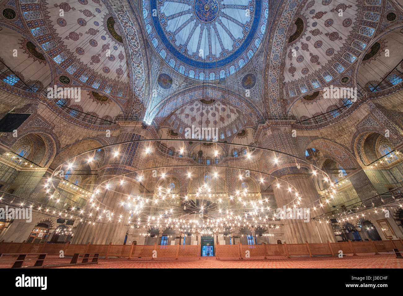 Interior of the Sultanahmet -Blue Mosque in Istanbul, Turkey Stock Photo