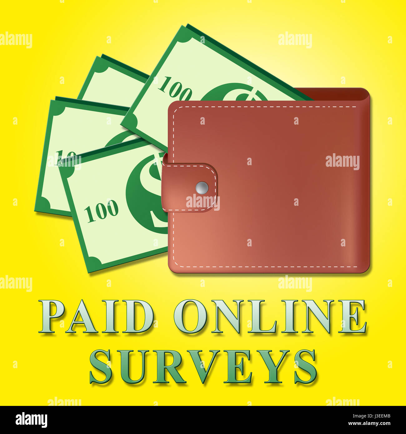 Paid Online Surveys Wallet Meaning Internet Survey 3d Illustration Stock Photo