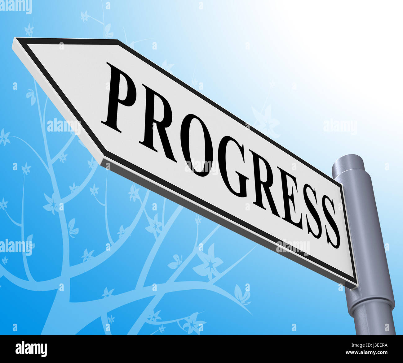 Progress Road Sign Representing Improvement Growth 3d Illustration