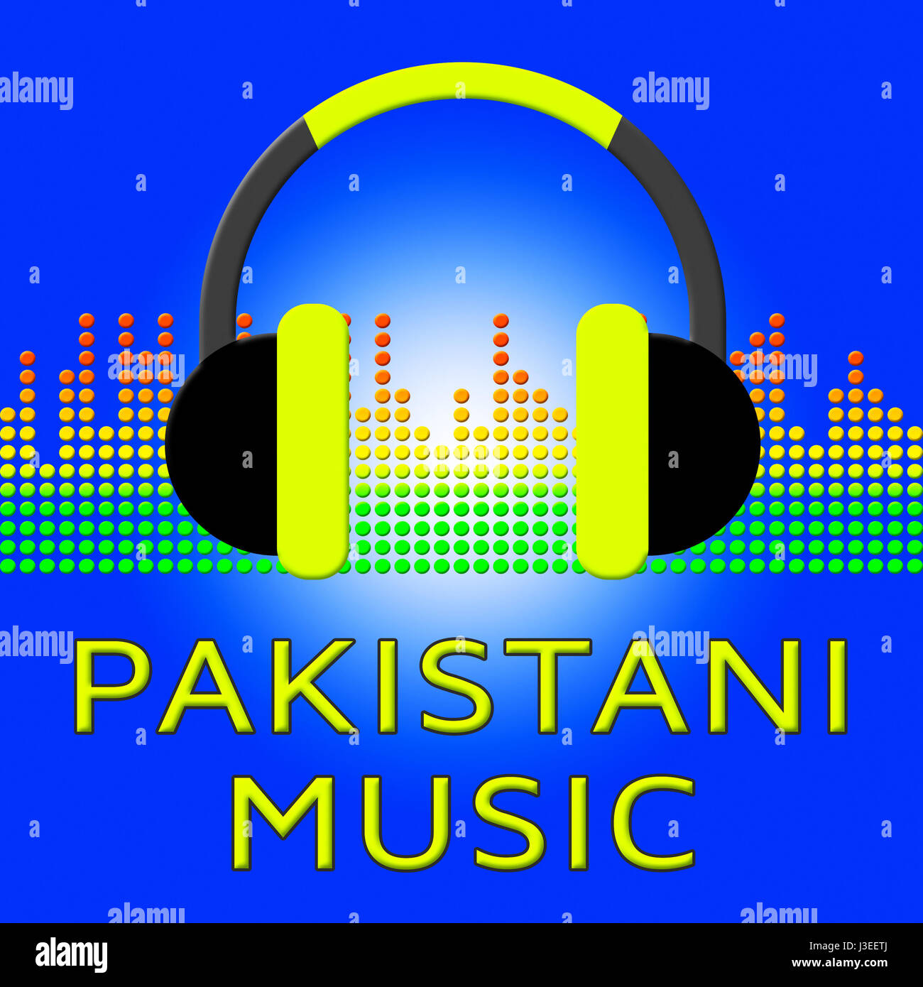 Pakistani Music Earphones Means Pakistan Songs 3d Illustration Stock Photo