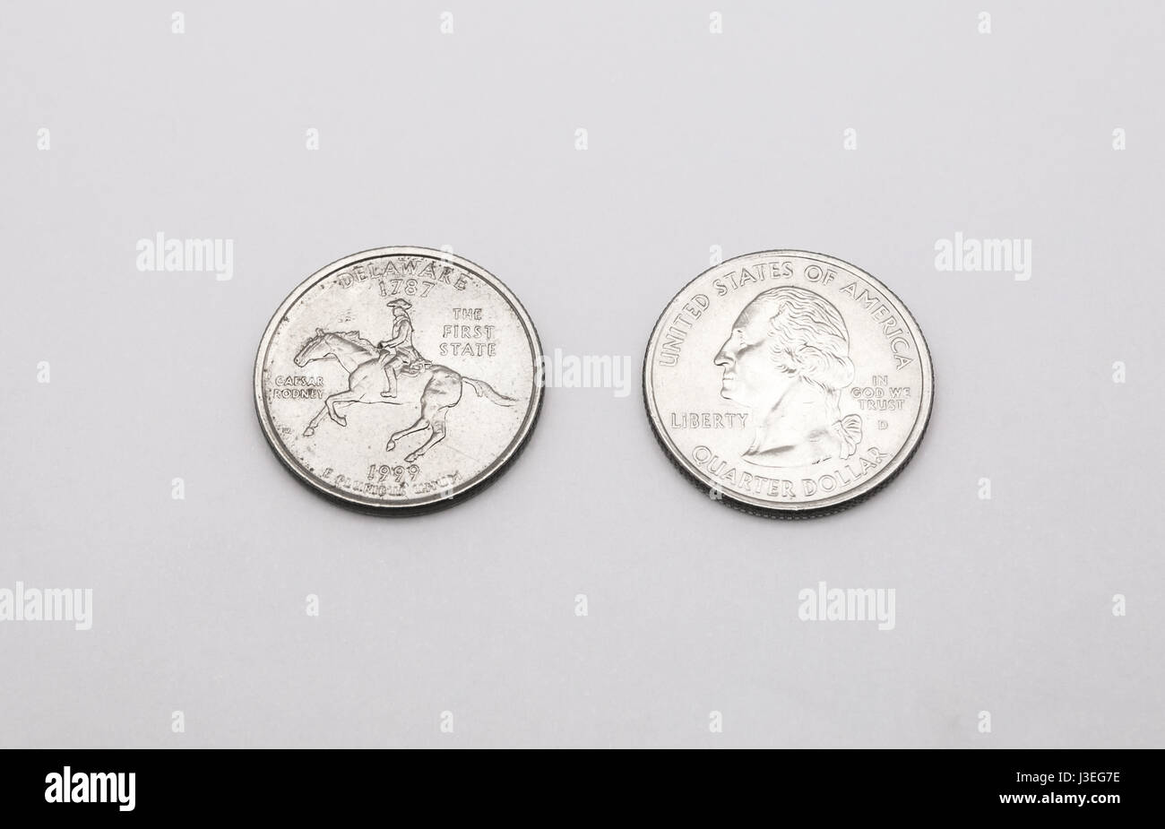 Closeup To Delaware State Symbol On Quarter Dollar Coin On White Background Stock Image Closeup To Delaware State Symbol On Quarter Dollar Coin On White Background Stock Image