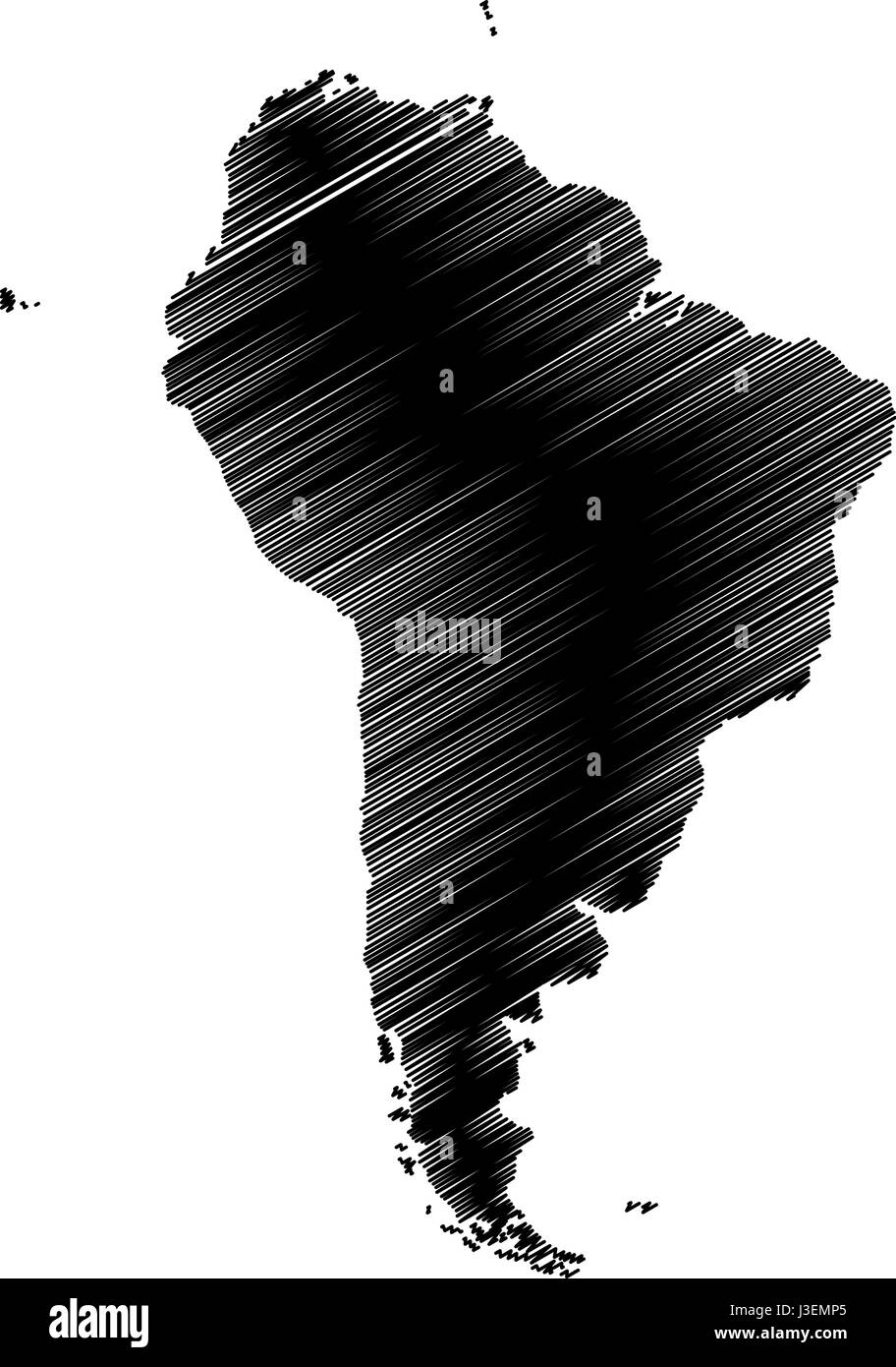 Map of South America vector illustration, Stock Vector