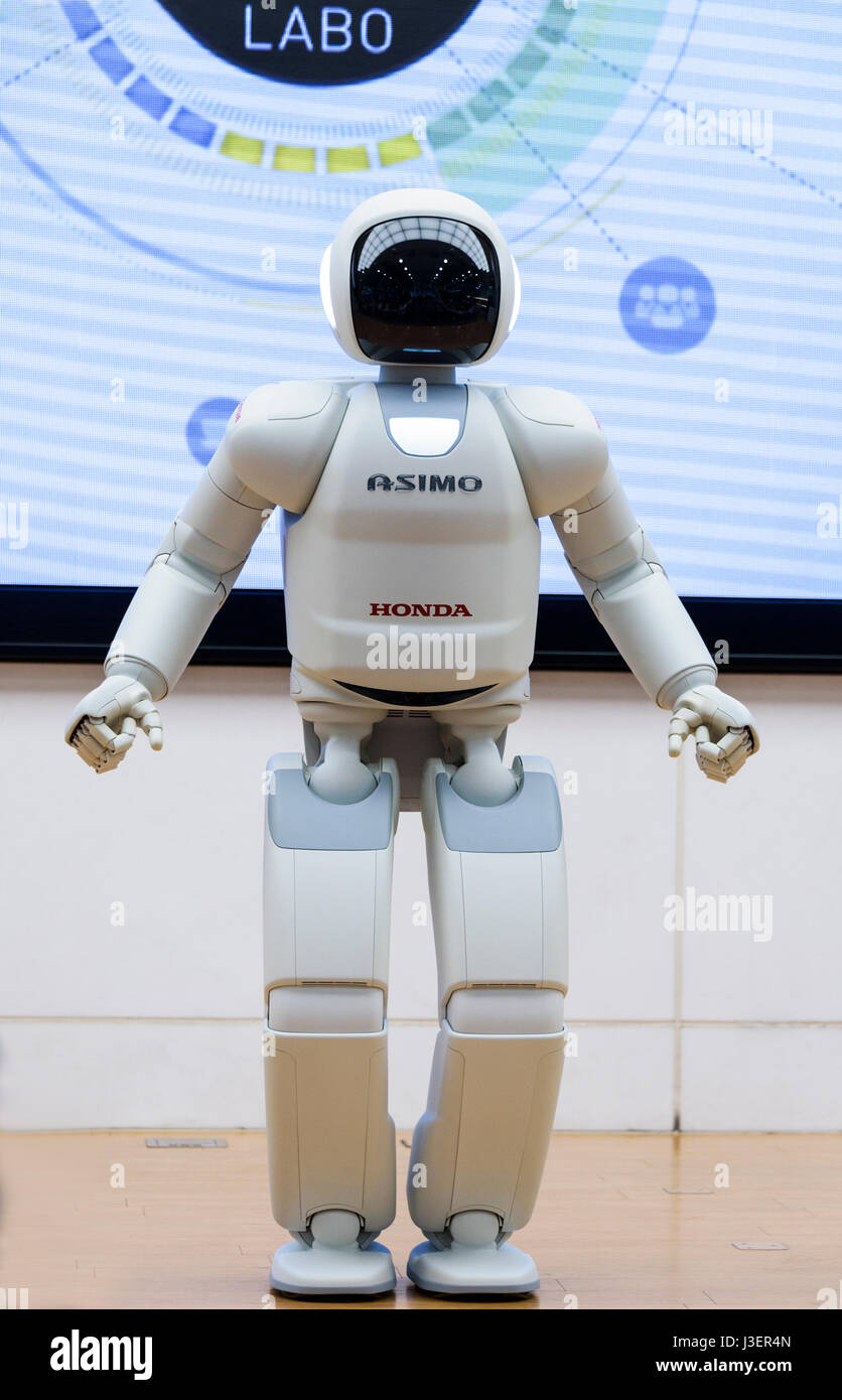 Asimo, the Honda car companies humanoid robot. Japanese robotic technology. Stock Photo