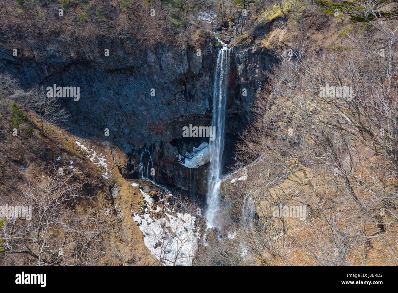 Kegon waterfall in late winter. Stock Photo