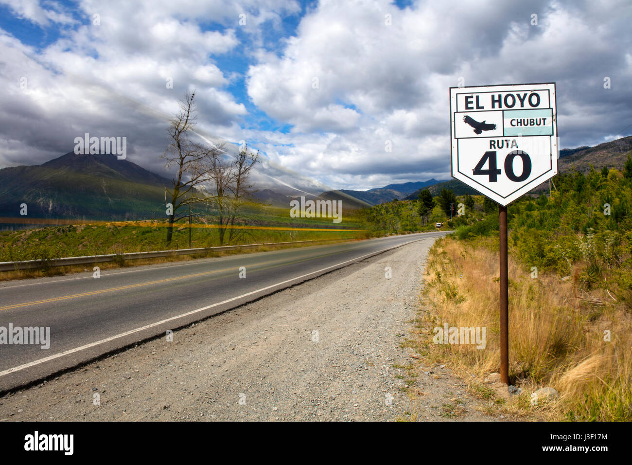 The National Route 40. El Hoyo, Chubut, Argentina. Stock Photo