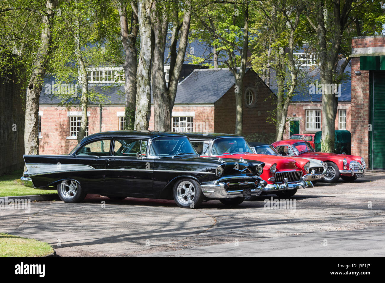 Classic Chevrolet american cars at Bicester Heritage Centre. Oxfordshire, England Stock Photo
