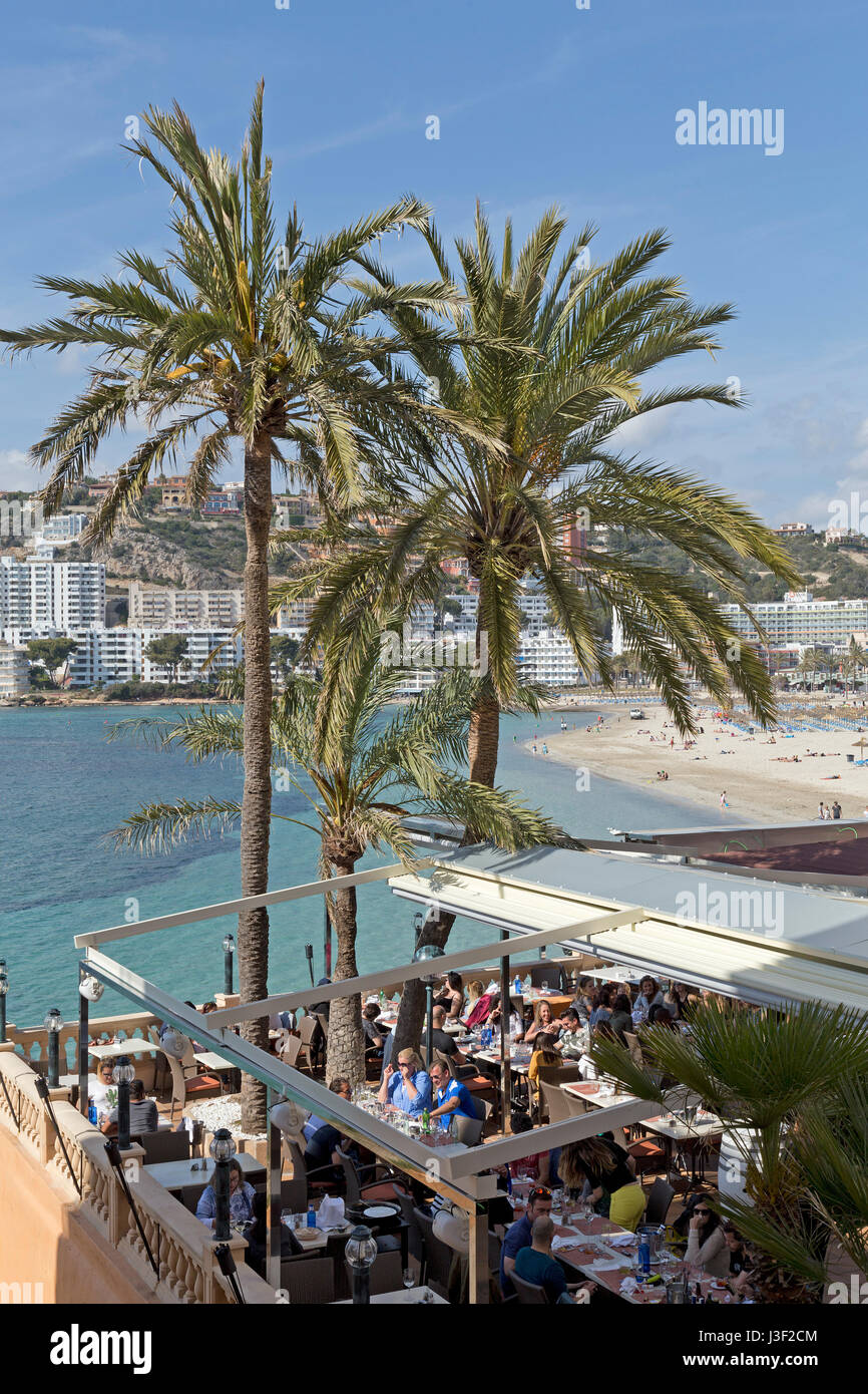 restaurant beside the sea in Santa Ponca, Mallorca, Spain Stock Photo