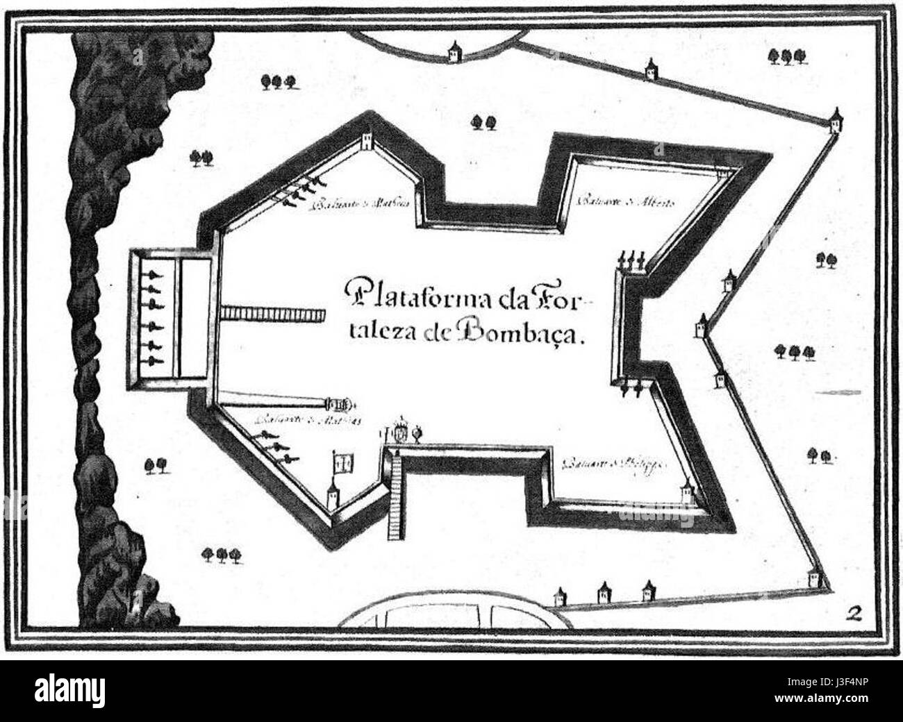 Fort Jesus Map XVIIs1 Stock Photo Alamy