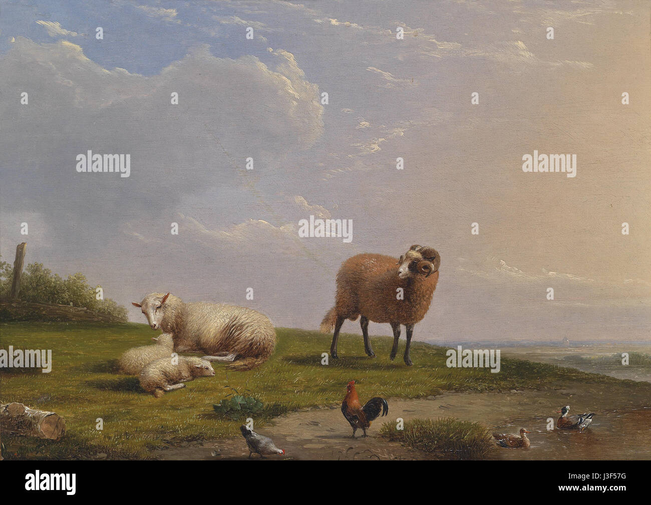 This is a painting titled 'Schafe in Landschaft' (Sheep in Landscape ...
