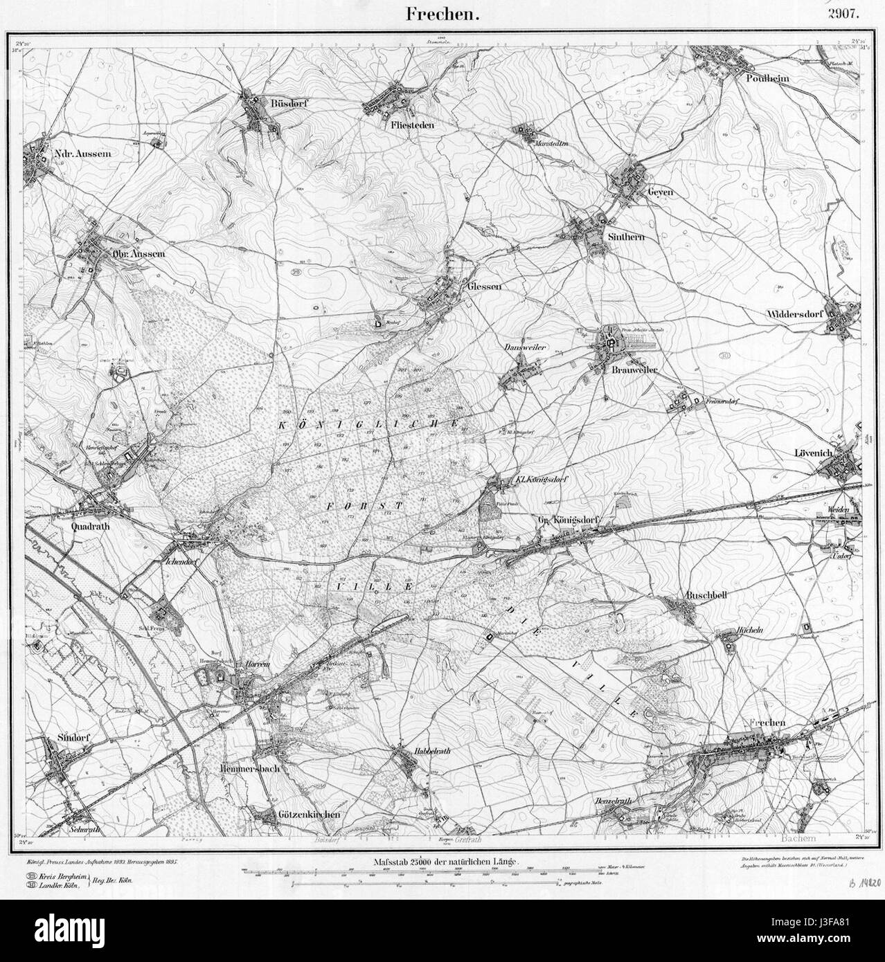 Frechen 1893 Karte Stock Photo Alamy