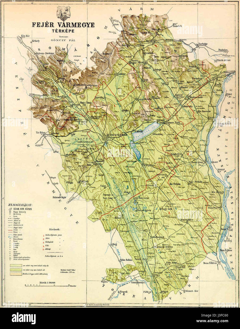 Fejer county map 1910 Stock Photo