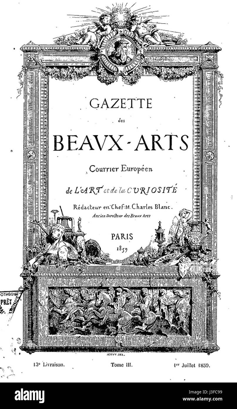 The Gazette des Beaux Arts was a French art journal founded in 1859 that featured significant contributions to the study of art history, critiques, and exhibitions. Stock Photo