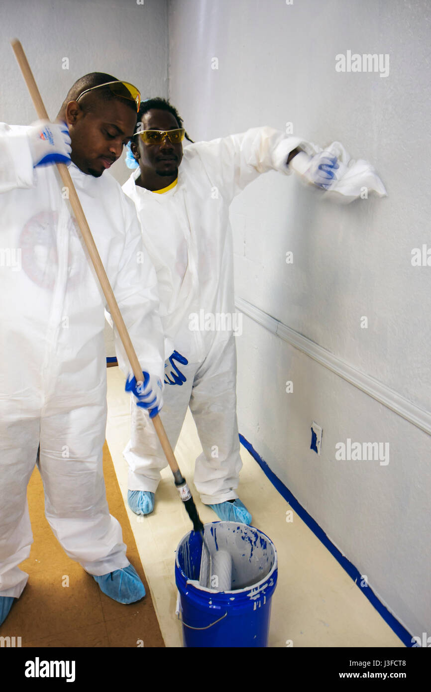 Miami Florida,Charles Hadley Park,ACCESS Miami,Sherwin Williams Paint Training,free course,teach painter's skills,Black Blacks African Africans ethnic Stock Photo