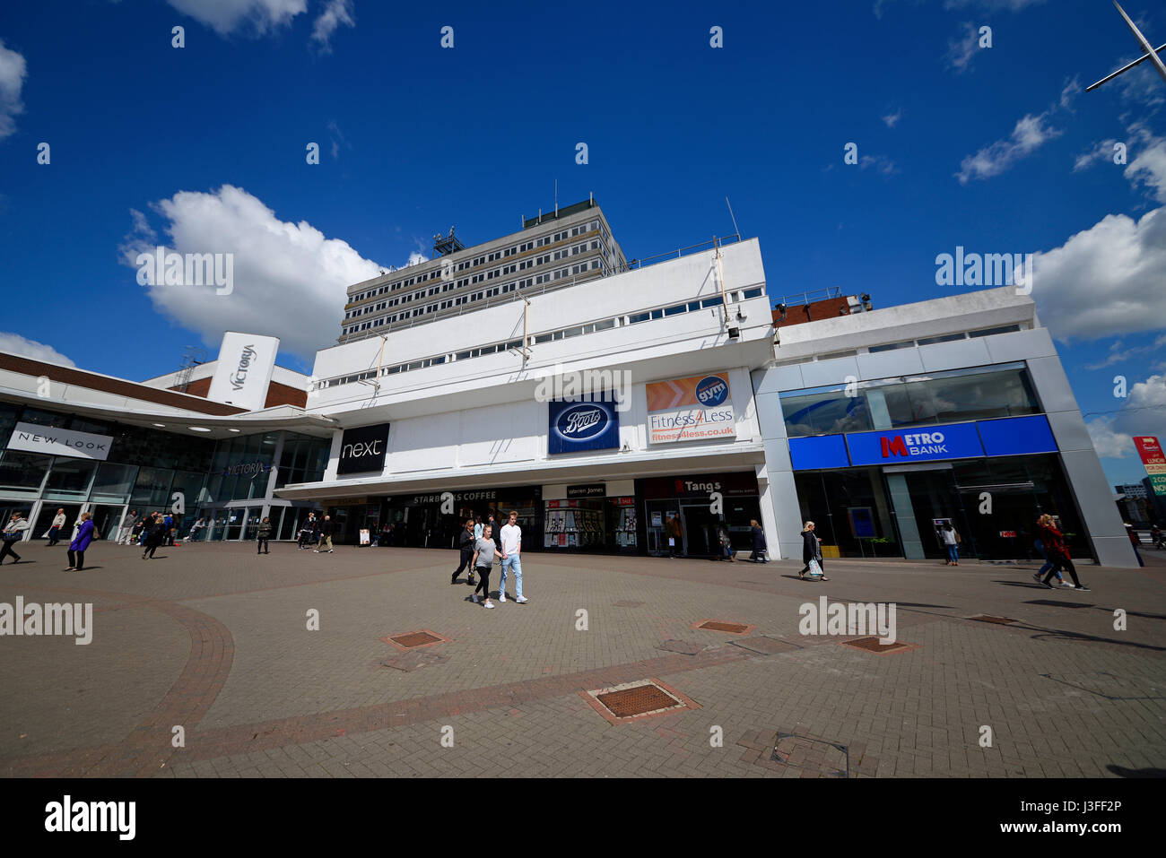 The Victoria shopping centre in Southend on Sea, Essex, in Victoria Circus at the top of the town's High Street.With New Look, Next, Boots and Metro Stock Photo