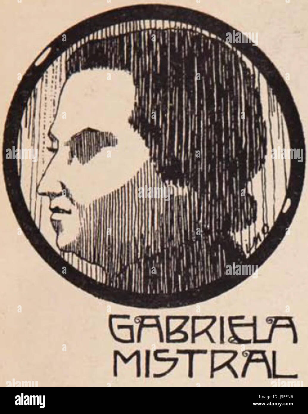 Gabriela Mistral 1917 Stock Photo