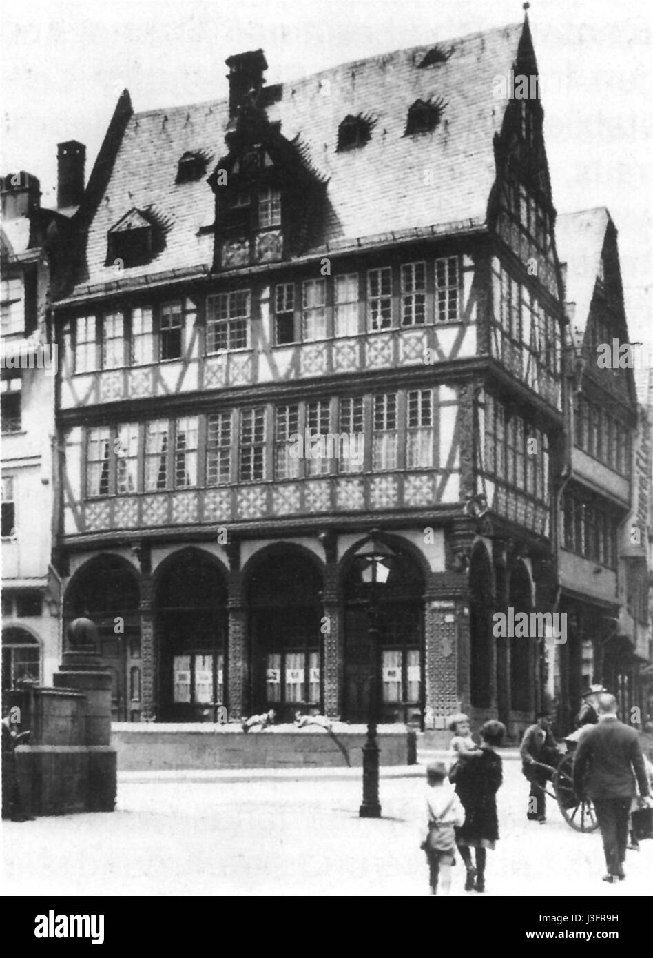The 'Goldene Waage' (Golden Scales) in Frankfurt is a historical landmark known for its architectural and cultural significance. It is one of the city's prominent buildings. Stock Photo