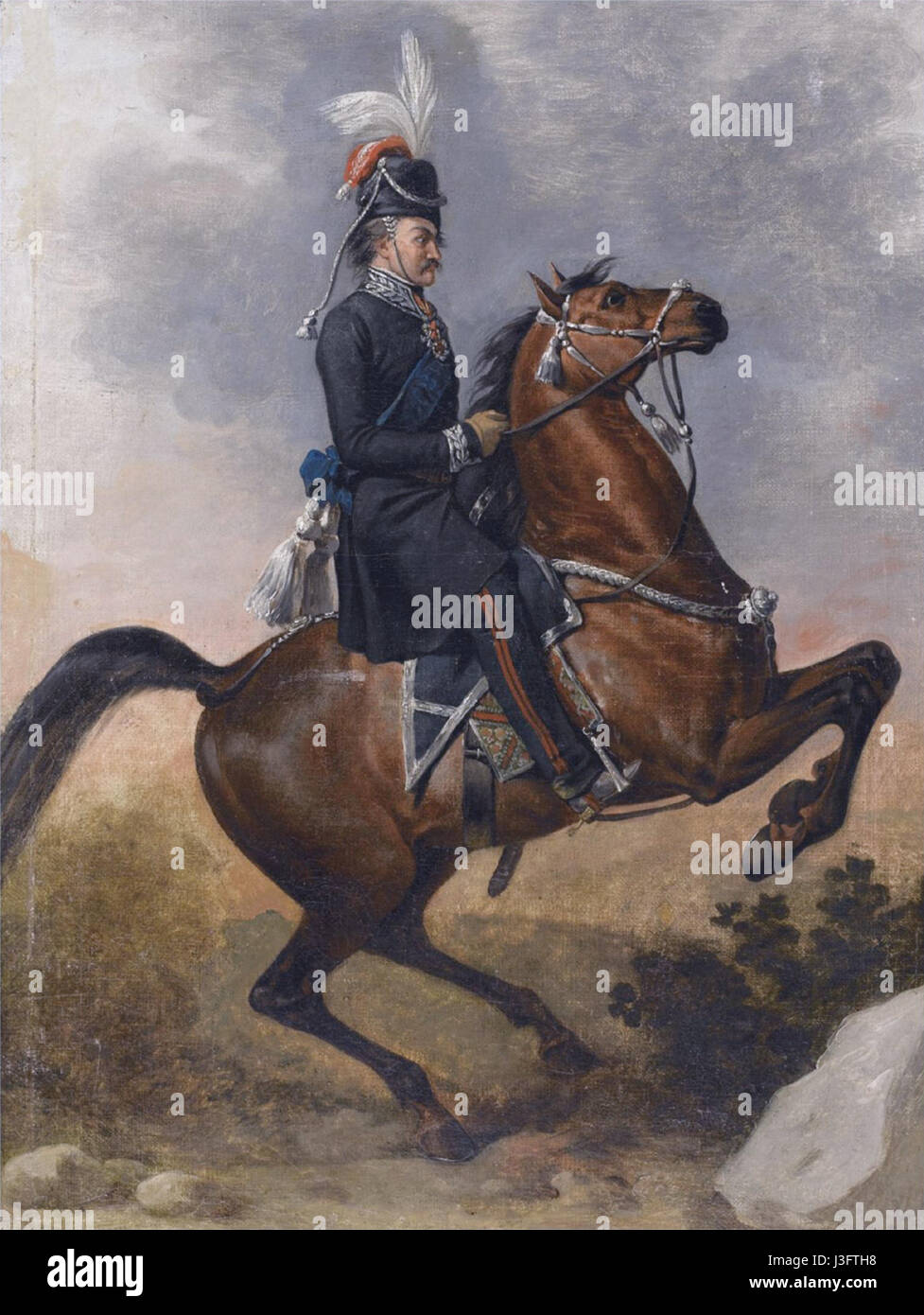 General Matvei Ivanovich Platov on horseback, Russian school Stock Photo