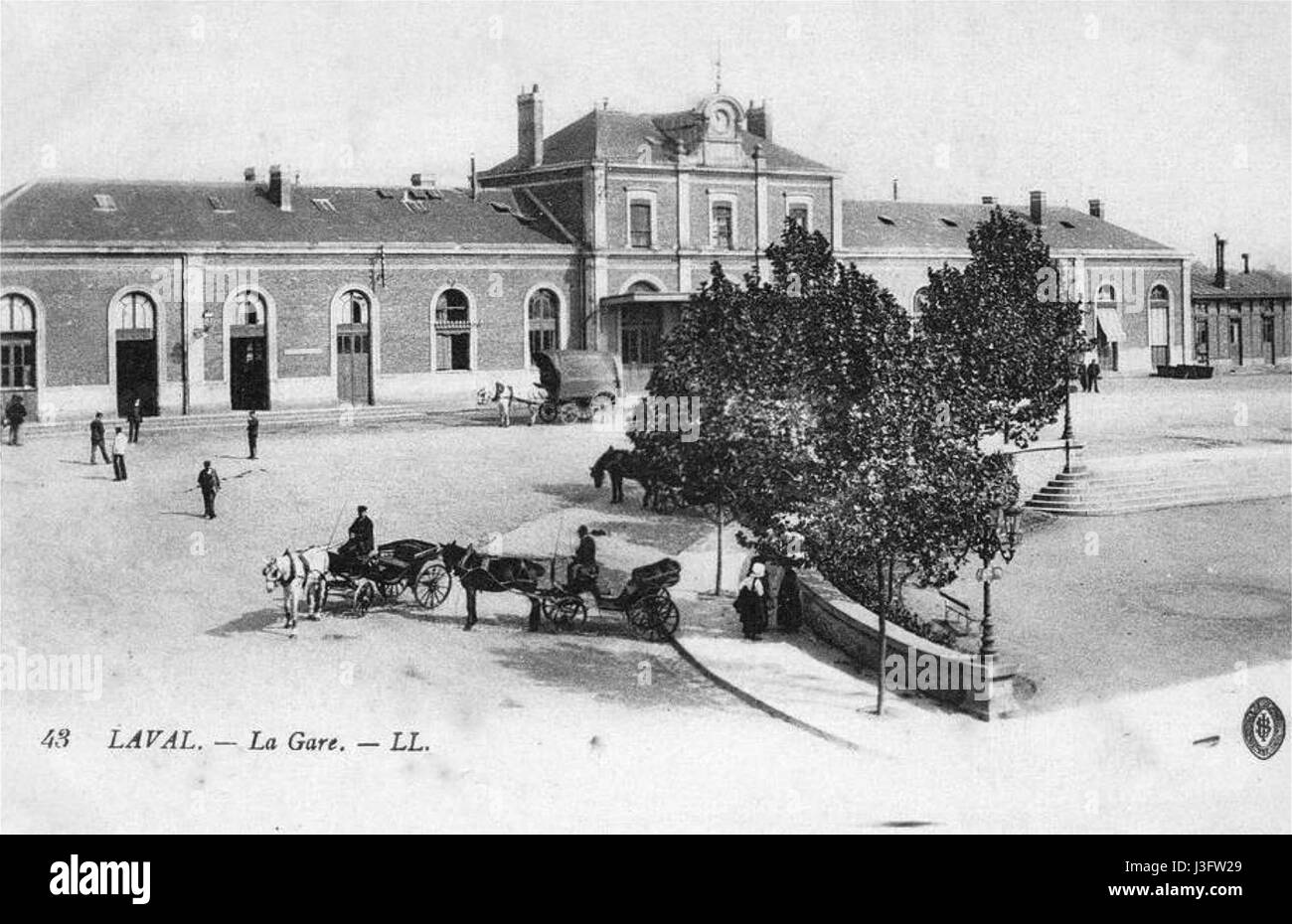 This image shows the Gare Laval CPancienne, a historic train station in Laval, France, known for its classical architecture and significance in French transportation history. Stock Photo