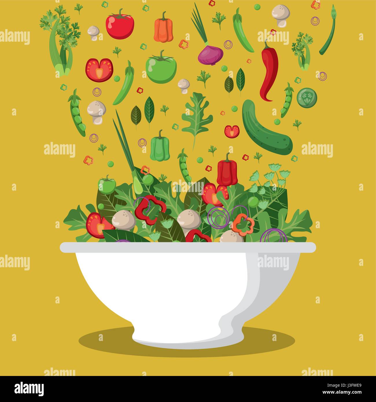 salad mixed vegetables diet food fall image Stock Vector